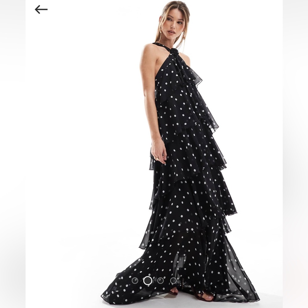 ASOS Black and White Polka Dot Maxi Dress size S
